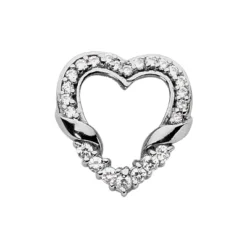 Unique Round Diamond Heart Pendant 14K White Gold 0.62ct