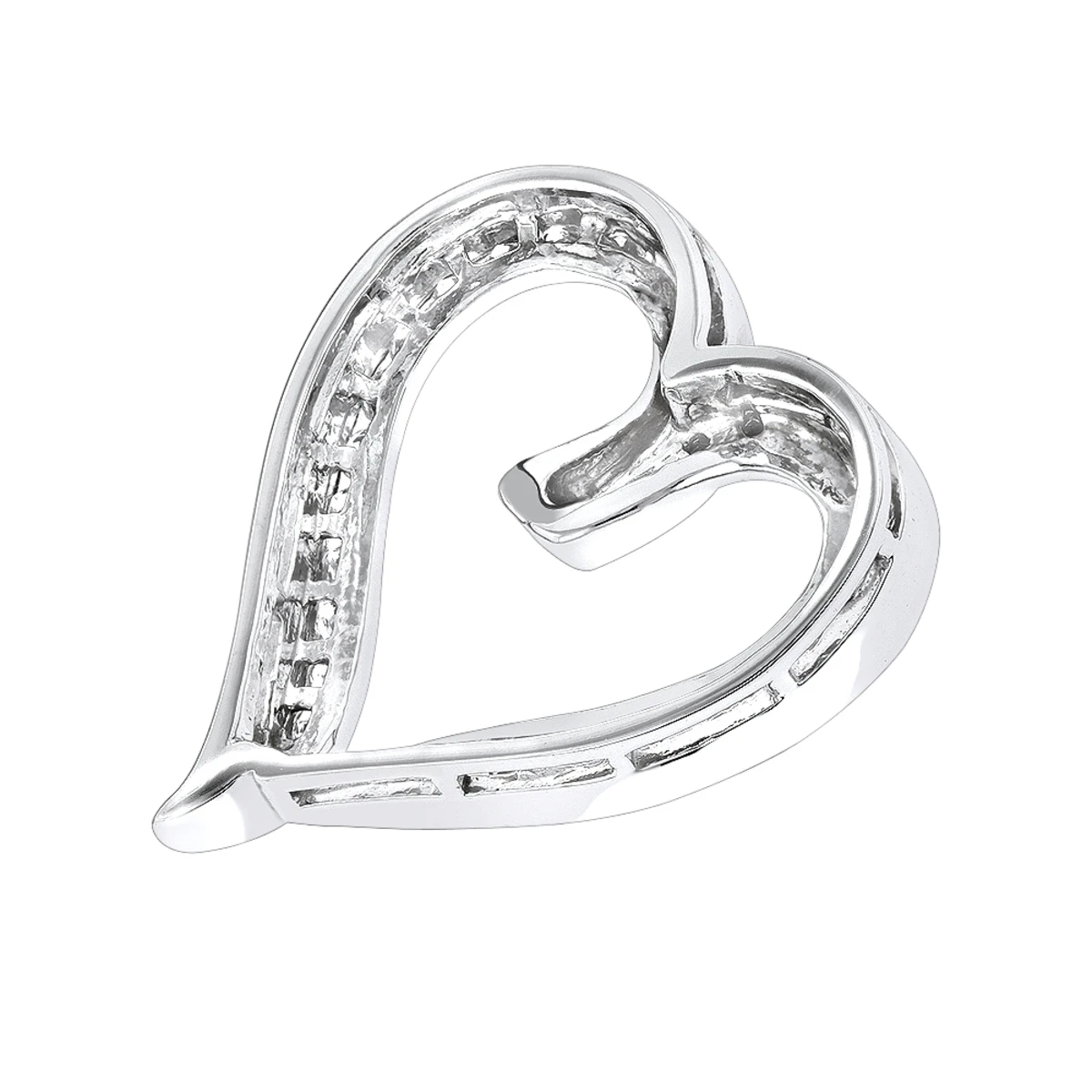 Round Diamonds Designer Heart Pendant 0.62ct 14K White Gold 6 Round Diamonds Designer Heart Pendant 0.62ct 14K White Gold - Image 4