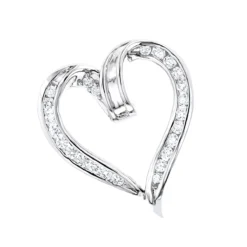 Round Diamonds Designer Heart Pendant 0.62ct 14K White Gold