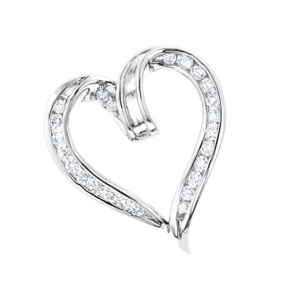 Round Diamonds Designer Heart Pendant 0.62ct 14K White Gold 3 Round Diamonds Designer Heart Pendant 0.62ct 14K White Gold