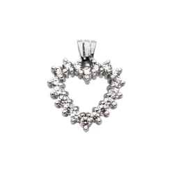 14K White Gold Round Diamond Heart Pendant 0.63ct