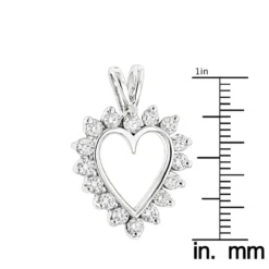 14K White Gold Round Diamond Heart Pendant 0.64ct 16mm -Outlet Radiant Bijou Store 14k gold round diamond heart pendant 064ct p 27831 rulerwh