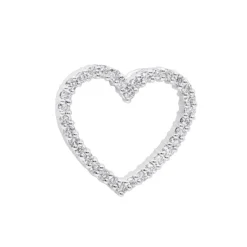 14K White Gold Round Diamond Heart Pendant 0.68ct 22.2mm