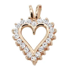 14K Yellow Gold Round Diamond Heart Pendant 0.80ct 3/4in (18mm) -Outlet Radiant Bijou Store 14k gold round diamond heart pendant 080ct p 27832 ro