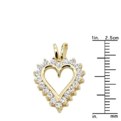 14K Yellow Gold Round Diamond Heart Pendant 0.80ct 3/4in (18mm) -Outlet Radiant Bijou Store 14k gold round diamond heart pendant 080ct p 27832 rulerye