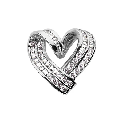 14K White Gold Round Diamond Designer Heart Pendant 0.90ct 3 14K White Gold Round Diamond Designer Heart Pendant 0.90ct