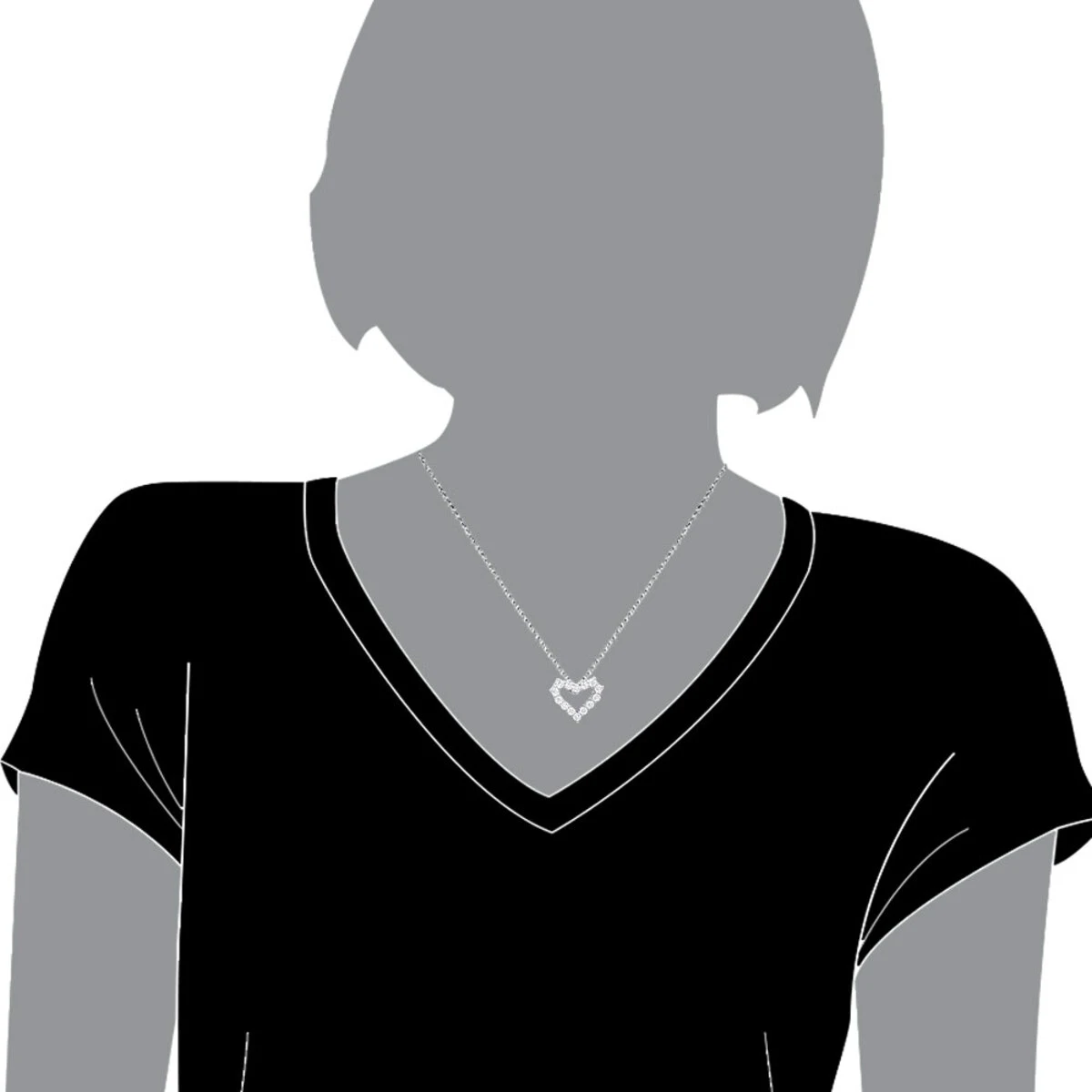 14K White Gold Round Diamond Open Heart Pendant 1.26ct Hidden Bail 9 14K White Gold Round Diamond Open Heart Pendant 1.26ct Hidden Bail - Image 7