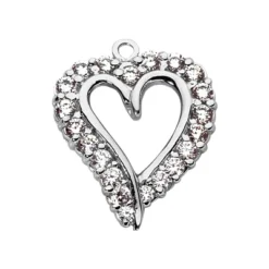 14K White Gold Round Diamond Open Heart Pendant 1.60ct