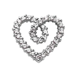 14K White Gold Round Diamond Heart Pendant 2.17ct