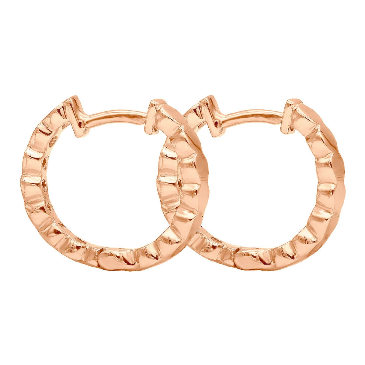 14K Yellow Gold Round Diamond Hoop Huggie Earrings 0.16ct 8 14K Yellow Gold Round Diamond Hoop Huggie Earrings 0.16ct - Image 6
