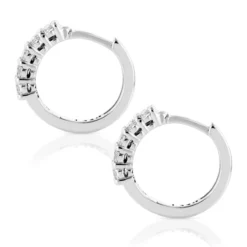 14K White Gold Round Diamond Huggie Earrings Hoops 0.33ct -Outlet Radiant Bijou Store 14k gold round diamond huggie earrings hoops 033ct p 6033 backwh