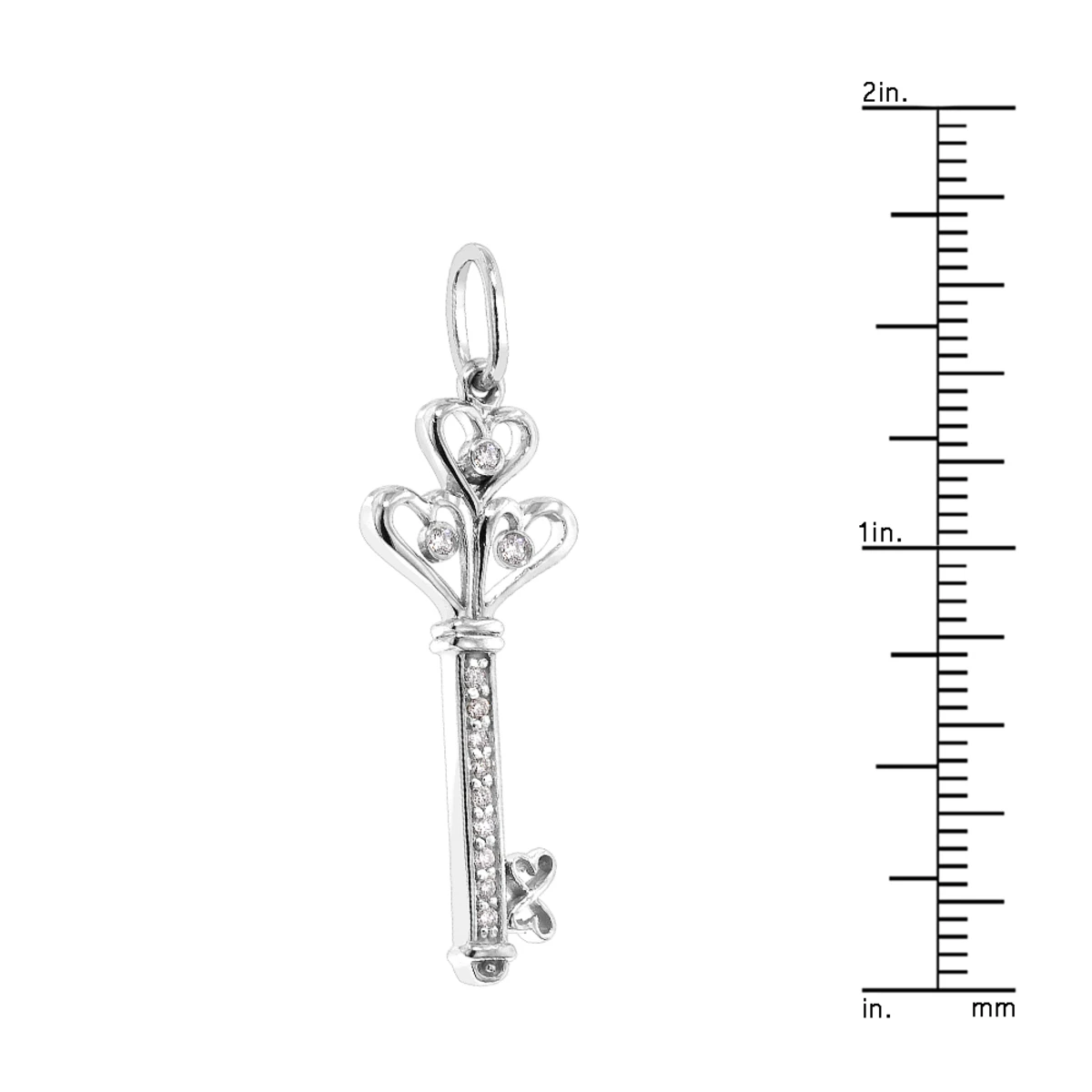 14K White Gold Round Diamond Key Pendant 0.18ct 8 14K White Gold Round Diamond Key Pendant 0.18ct - Image 6