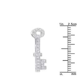 Small 14K White Gold Round Diamond Key Pendant For Women 0.25ct -Outlet Radiant Bijou Store 14k gold round diamond key pendant 025ct p 30616 rulerwh