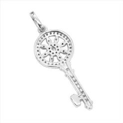 14K White Gold Round Diamond Key Pendant 0.33ct -Outlet Radiant Bijou Store 14k gold round diamond key pendant 033ct p 30607 backwh