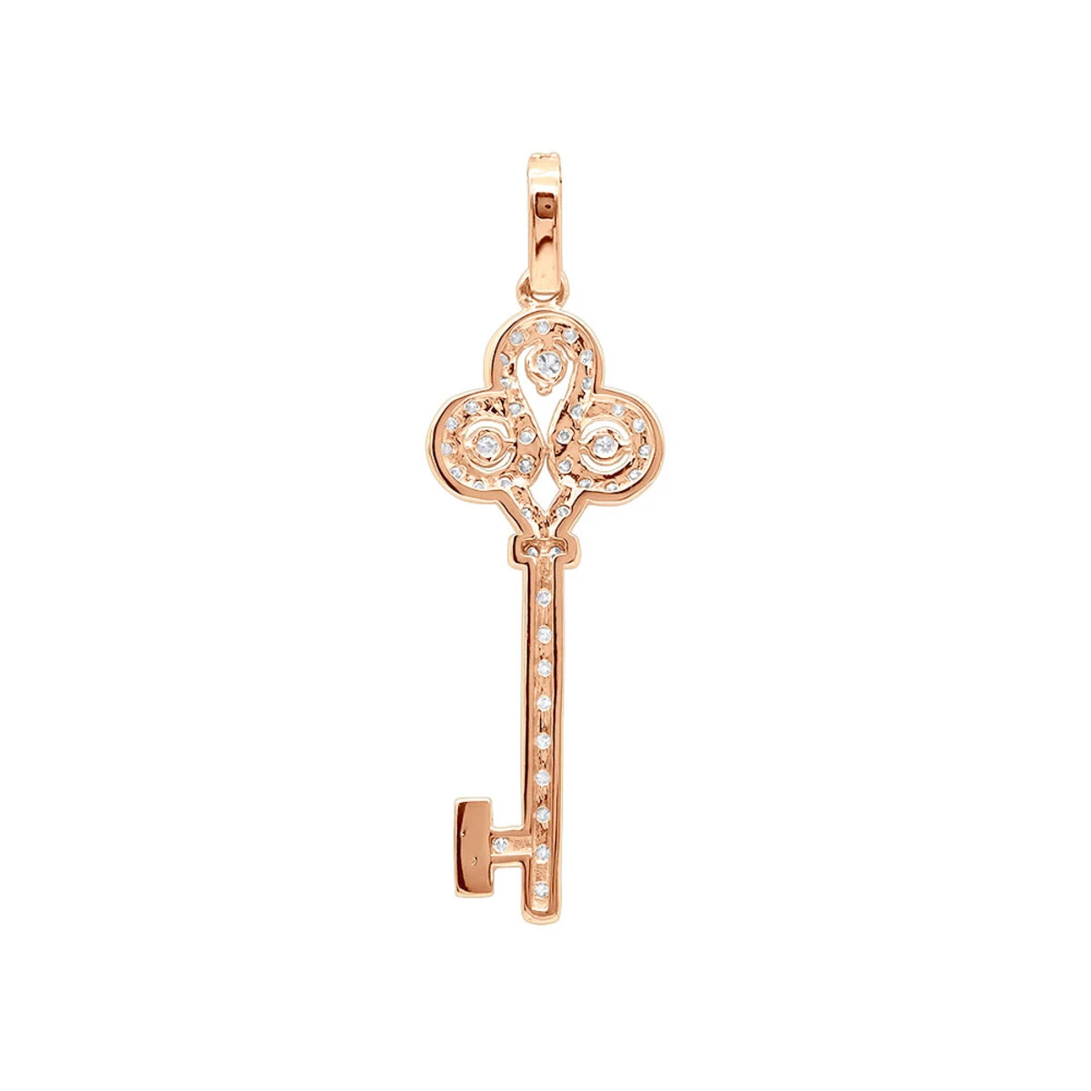 14K White Gold Round Diamond Key Pendant 1.57ct 8 14K White Gold Round Diamond Key Pendant 1.57ct - Image 6