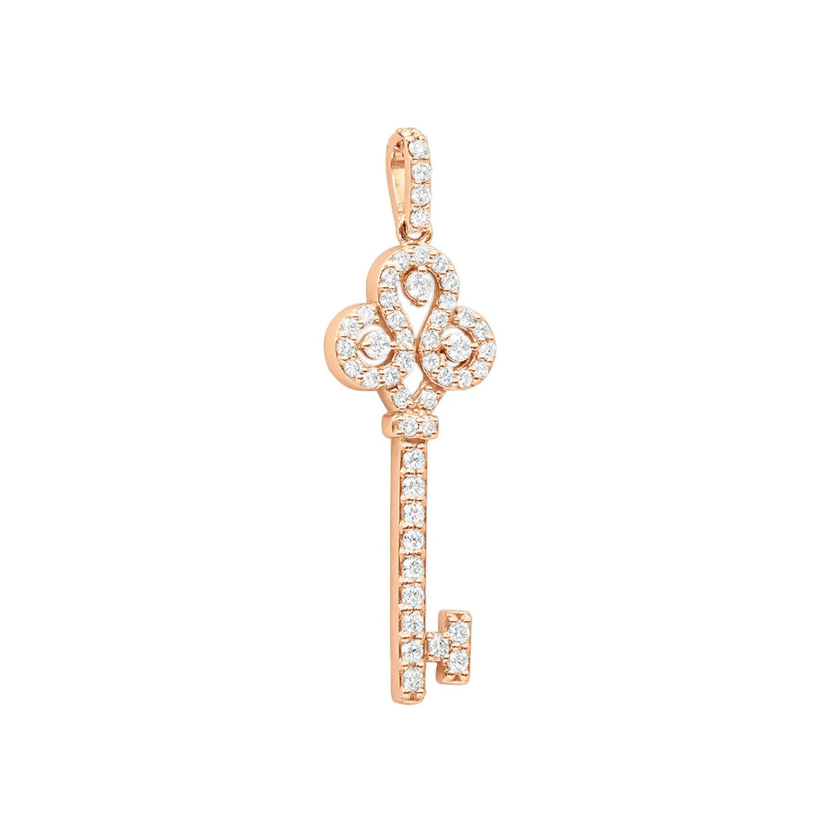 14K White Gold Round Diamond Key Pendant 1.57ct 5 14K White Gold Round Diamond Key Pendant 1.57ct - Image 3