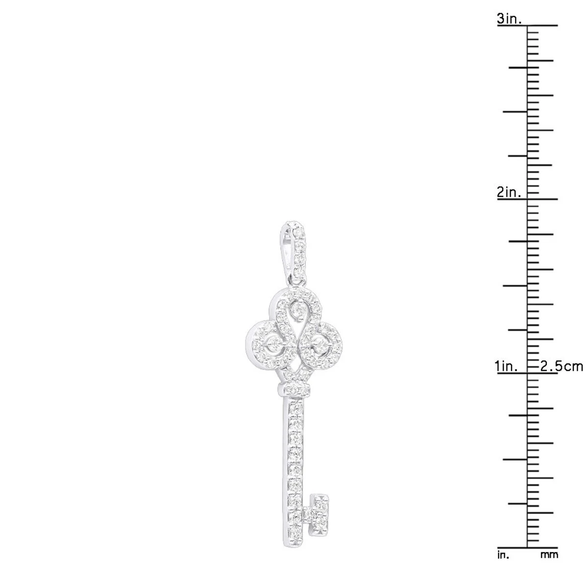 14K White Gold Round Diamond Key Pendant 1.57ct 10 14K White Gold Round Diamond Key Pendant 1.57ct - Image 8