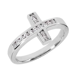 14K White Gold Round Diamond Ladies Ring 0.28ct 14.2mm