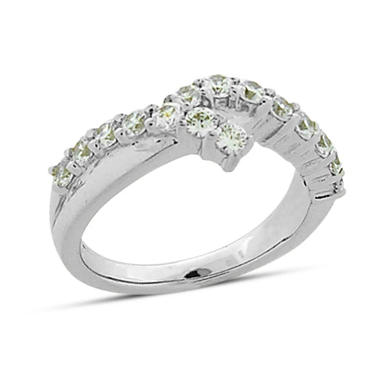 14K White Gold Round Diamond Ladies Ring 0.75ct 7.8mm 3 14K White Gold Round Diamond Ladies Ring 0.75ct 7.8mm