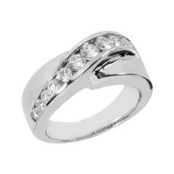 14K White Gold Round Diamond Ladies Ring 0.80ct 7.7mm