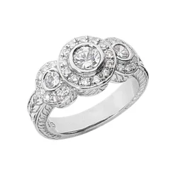 Thin 14K White Gold Round Diamond Ladies Ring 0.86ct