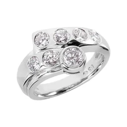 14K White Gold Round Diamond Ladies Ring 1.32ct 13.6mm