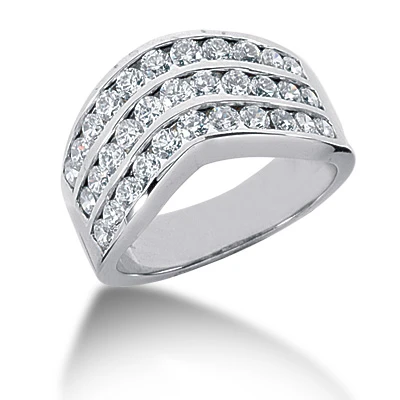 14K White Gold Round Diamond Ladies Ring 1.32ct 10.4mm 3 14K White Gold Round Diamond Ladies Ring 1.32ct 10.4mm