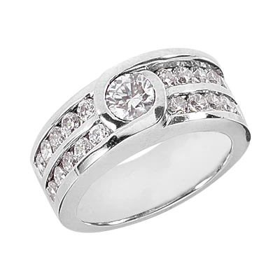 14K White Gold Round Diamond Ladies Ring 1.50ct 8.2mm 3 14K White Gold Round Diamond Ladies Ring 1.50ct 8.2mm