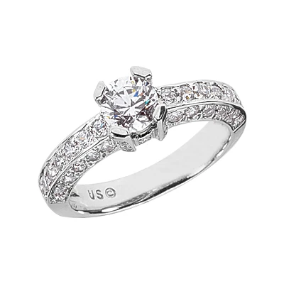 14K White Gold Round Diamond Ladies Ring 1.83ct 4.1mm 3 14K White Gold Round Diamond Ladies Ring 1.83ct 4.1mm
