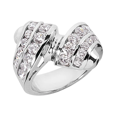 14K White Gold Round Diamond Ladies Ring 1.96ct 3 14K White Gold Round Diamond Ladies Ring 1.96ct