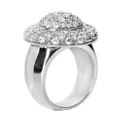 14K White Gold Round Diamond Ladies Ring 2.52ct 20.4mm 5 14K White Gold Round Diamond Ladies Ring 2.52ct 20.4mm - Image 3