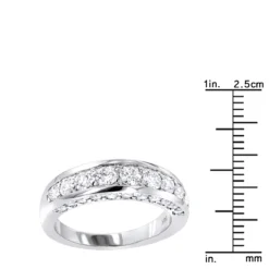 Thin 14K White Gold Round Diamond Ladies Wedding Ring 1.3ct -Outlet Radiant Bijou Store 14k gold round diamond ladies wedding ring 13ct rulerwh