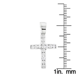 14K White Gold Round Diamond Mini Cross Pendant 0.85ct -Outlet Radiant Bijou Store 14k gold round diamond mini cross pendant 085ct p 6571 ruler