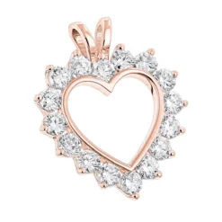 14K White Gold Round Diamond Open Heart Pendant For Women 1.9ct -Outlet Radiant Bijou Store 14k gold round diamond open heart pendant for women 19ct ro