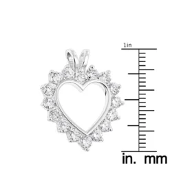 14K White Gold Round Diamond Open Heart Pendant For Women 1.9ct -Outlet Radiant Bijou Store 14k gold round diamond open heart pendant for women 19ct rulerwh