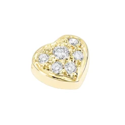 Small 14K Yellow Gold Round Diamond Pave Heart Pendant 0.16ct