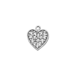 14K White Gold Round Diamond Pave Heart Pendant 0.22ct