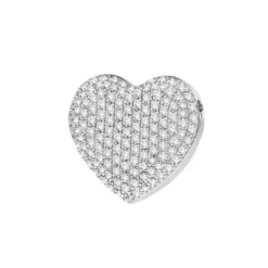 14K White Gold Round Diamond Pave Heart Pendant 1.21ct
