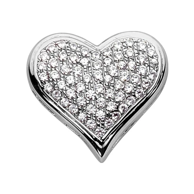 14K White Gold Round Diamond Pave Heart Pendant 1.28ct 3 14K White Gold Round Diamond Pave Heart Pendant 1.28ct