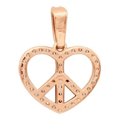 14K White Gold Round Diamond Peace Sign Heart Pendant 0.63ct -Outlet Radiant Bijou Store 14k gold round diamond peace sign heart pendant 063ct p 27782 backro