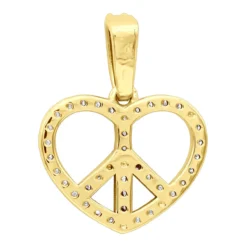 14K White Gold Round Diamond Peace Sign Heart Pendant 0.63ct -Outlet Radiant Bijou Store 14k gold round diamond peace sign heart pendant 063ct p 27782 backye