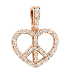 14K White Gold Round Diamond Peace Sign Heart Pendant 0.63ct -Outlet Radiant Bijou Store 14k gold round diamond peace sign heart pendant 063ct p 27782 ro