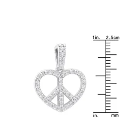 14K White Gold Round Diamond Peace Sign Heart Pendant 0.63ct -Outlet Radiant Bijou Store 14k gold round diamond peace sign heart pendant 063ct p 27782 rulerwh