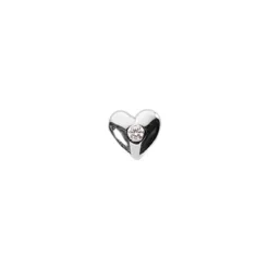 14K White Gold Round Diamond Puffed Heart Pendant 0.10ct