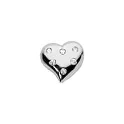 14K White Gold Round Diamond Puffed Heart Pendant 0.12ct
