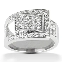 14K White Gold Round Diamond Right Hand Ladies Ring 0.50ct