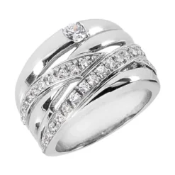 14K White Gold Round Diamond Right Hand Ring 0.57ct