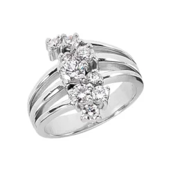 14K White Gold Round Diamond Right Hand Ring 0.76ct
