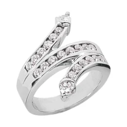 14K White Gold Round Diamond Right Hand Ring 0.90ct