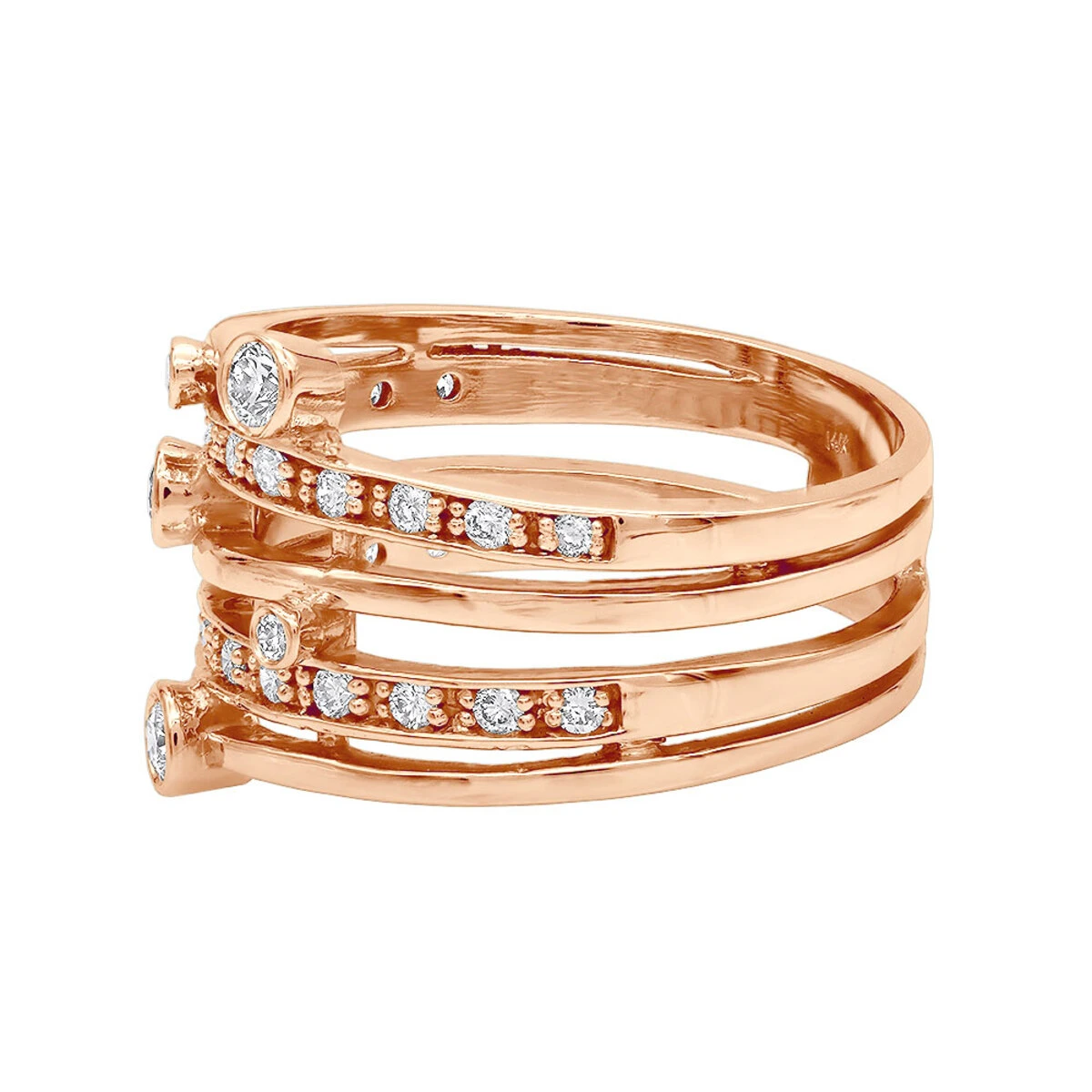 14K White Gold Round Diamond Right Hand Women's Ring 0.40ct 14.5mm 8 14K White Gold Round Diamond Right Hand Women's Ring 0.40ct 14.5mm - Image 6